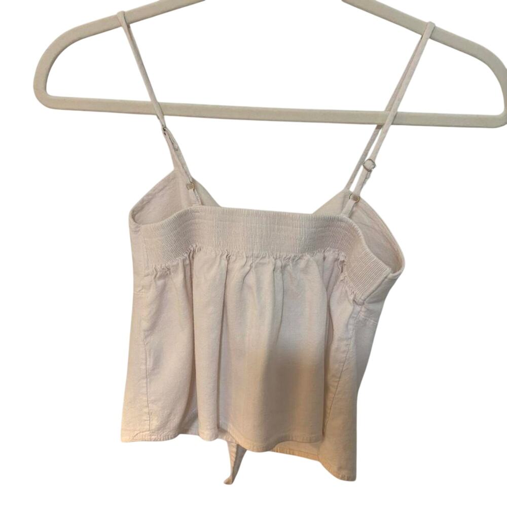 Y2K White Tie Front Cami Top One Size Coquette Minimal Summer Crop Tank - Picture 8 of 8